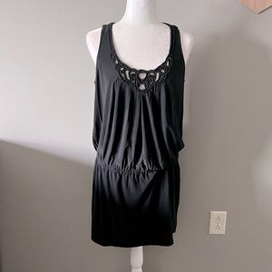 WHBM beaded accent black mini dress size M